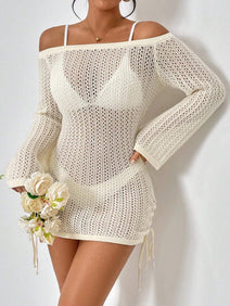 Breezy Elegance Off-Shoulder Beach Cover-Up Dress